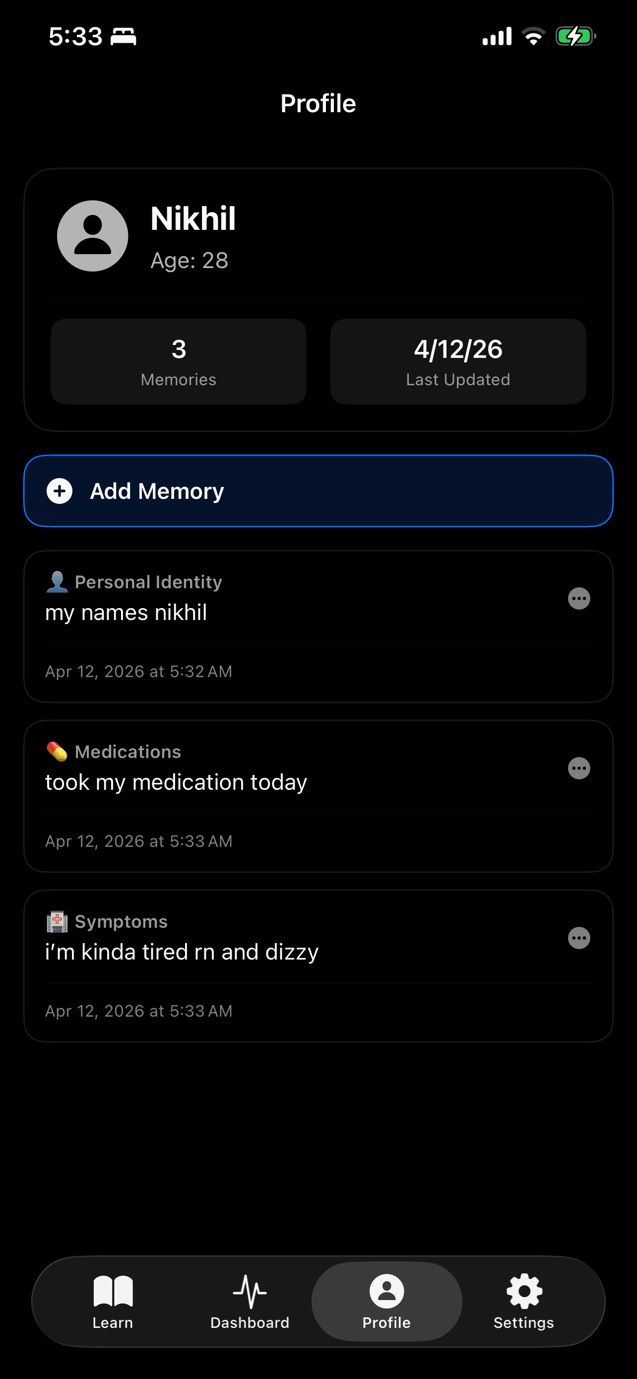 epi medication center screenshot with adherence and medication list